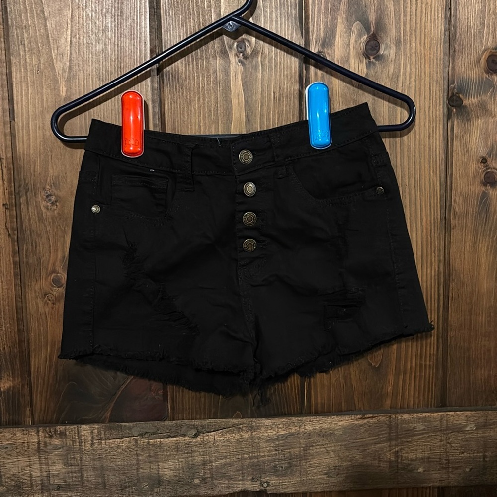 machine black jean shorts